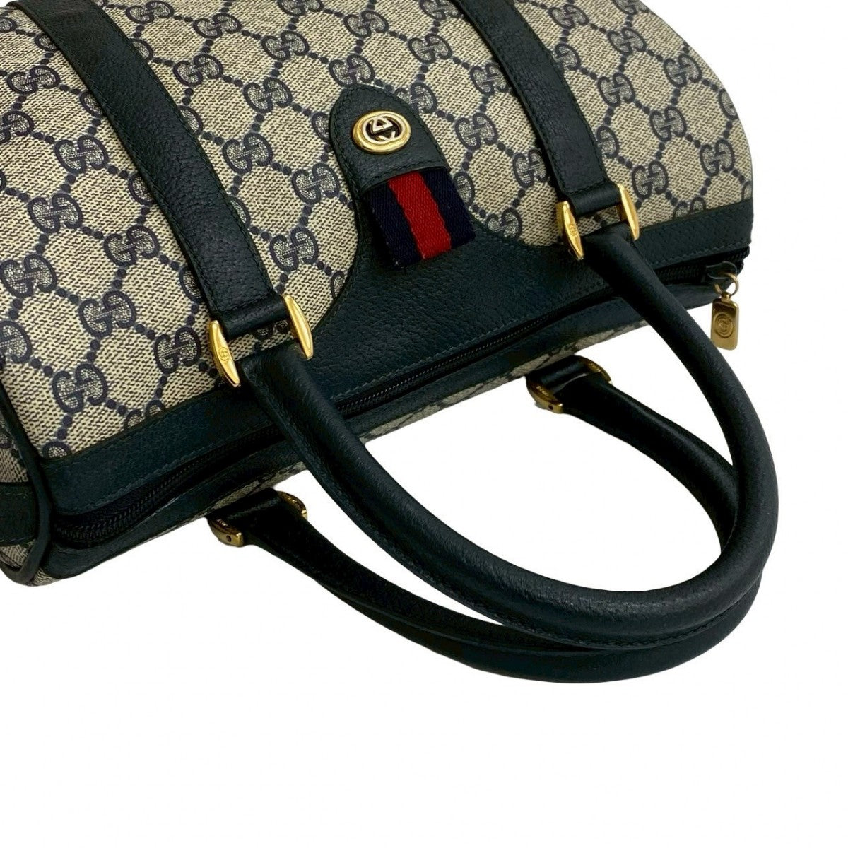 GUCCI Handbag leather Navy Sherry line