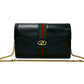 GUCCI Shoulder Bag leather black GG logoMetal Sherry line Women Used Authentic