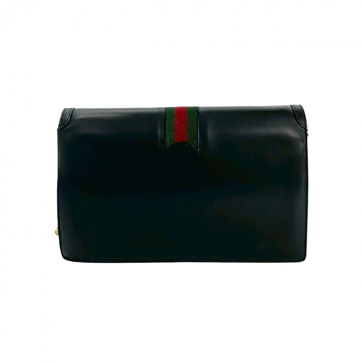GUCCI Shoulder Bag leather black GG logoMetal Sherry line Women Used Authentic