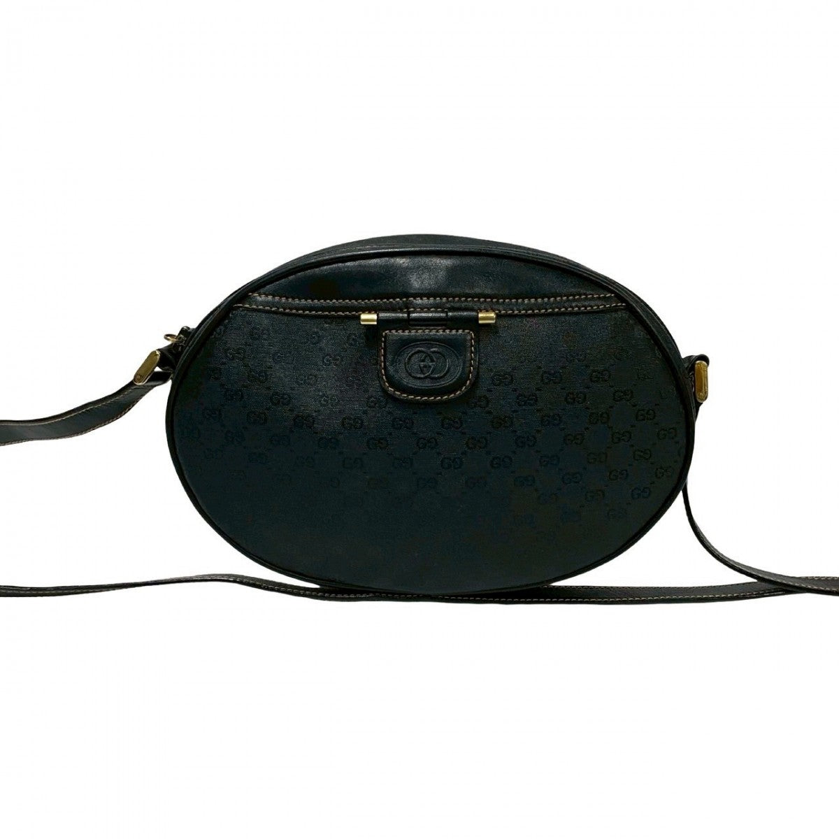 GUCCI Shoulder Bag Leather, PVC black Micro GG logoMetal Women Used Authentic