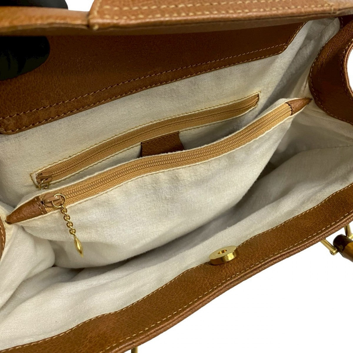 GUCCI Handbag leather Brown Bamboo