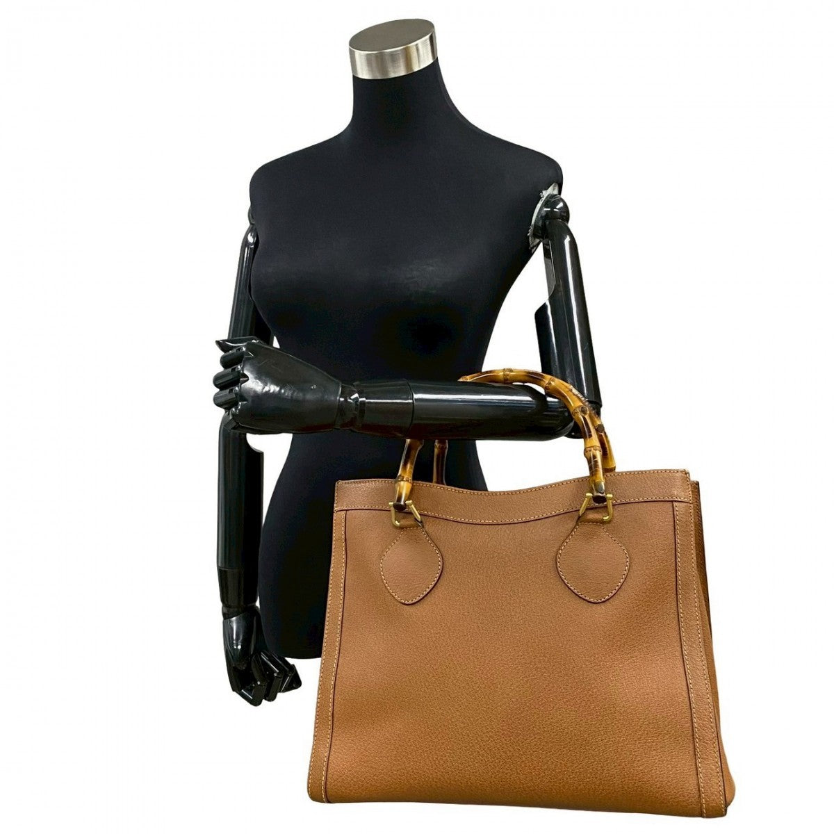 GUCCI Handbag leather Brown Bamboo