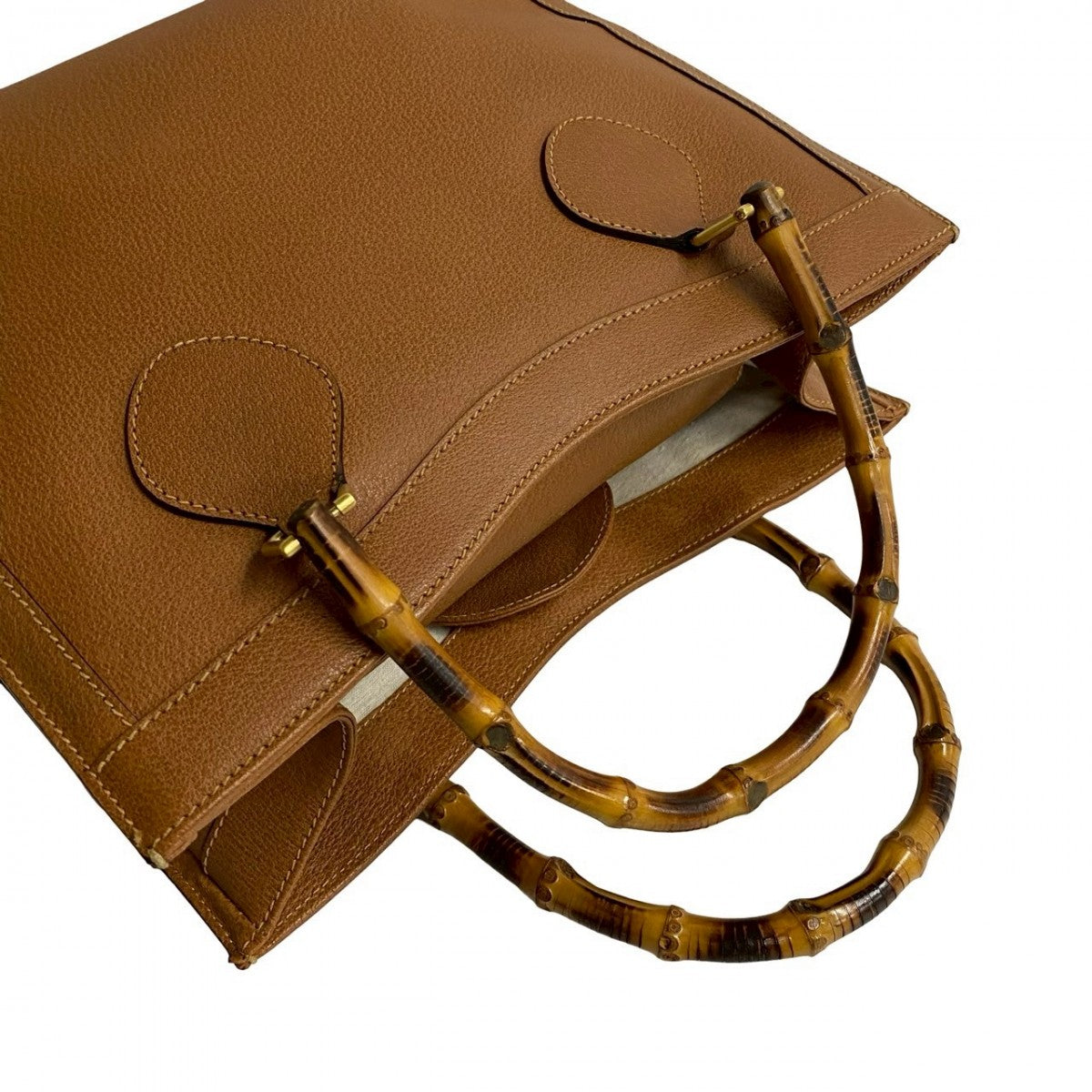 GUCCI Handbag leather Brown Bamboo