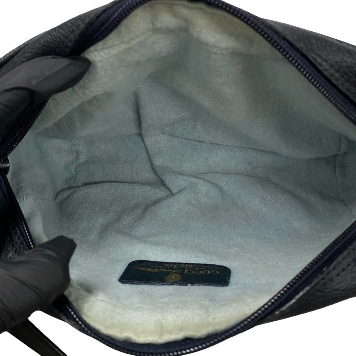 GUCCI Shoulder Bag leather Navy Sherry line