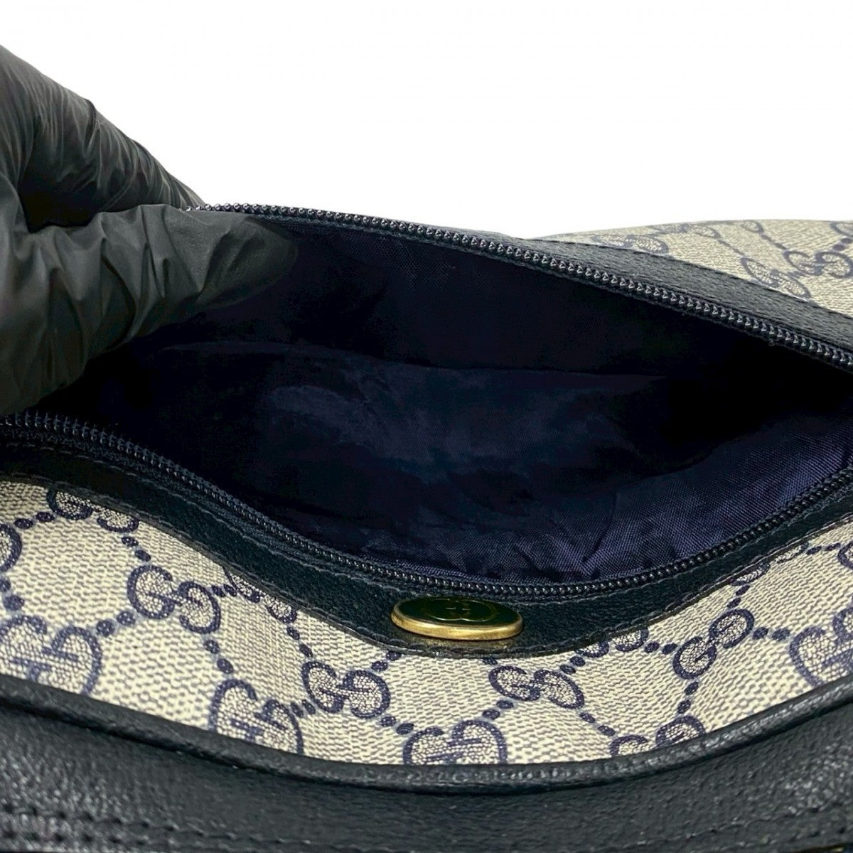 GUCCI Shoulder Bag leather Navy Sherry line