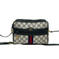 GUCCI Shoulder Bag leather Navy Sherry line