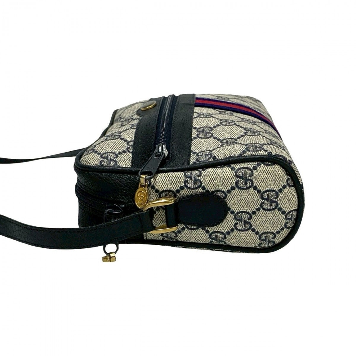 GUCCI Shoulder Bag leather Navy Sherry line