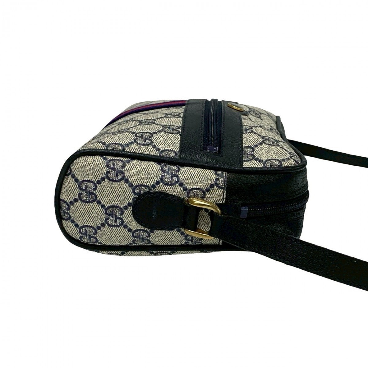 GUCCI Shoulder Bag leather Navy Sherry line