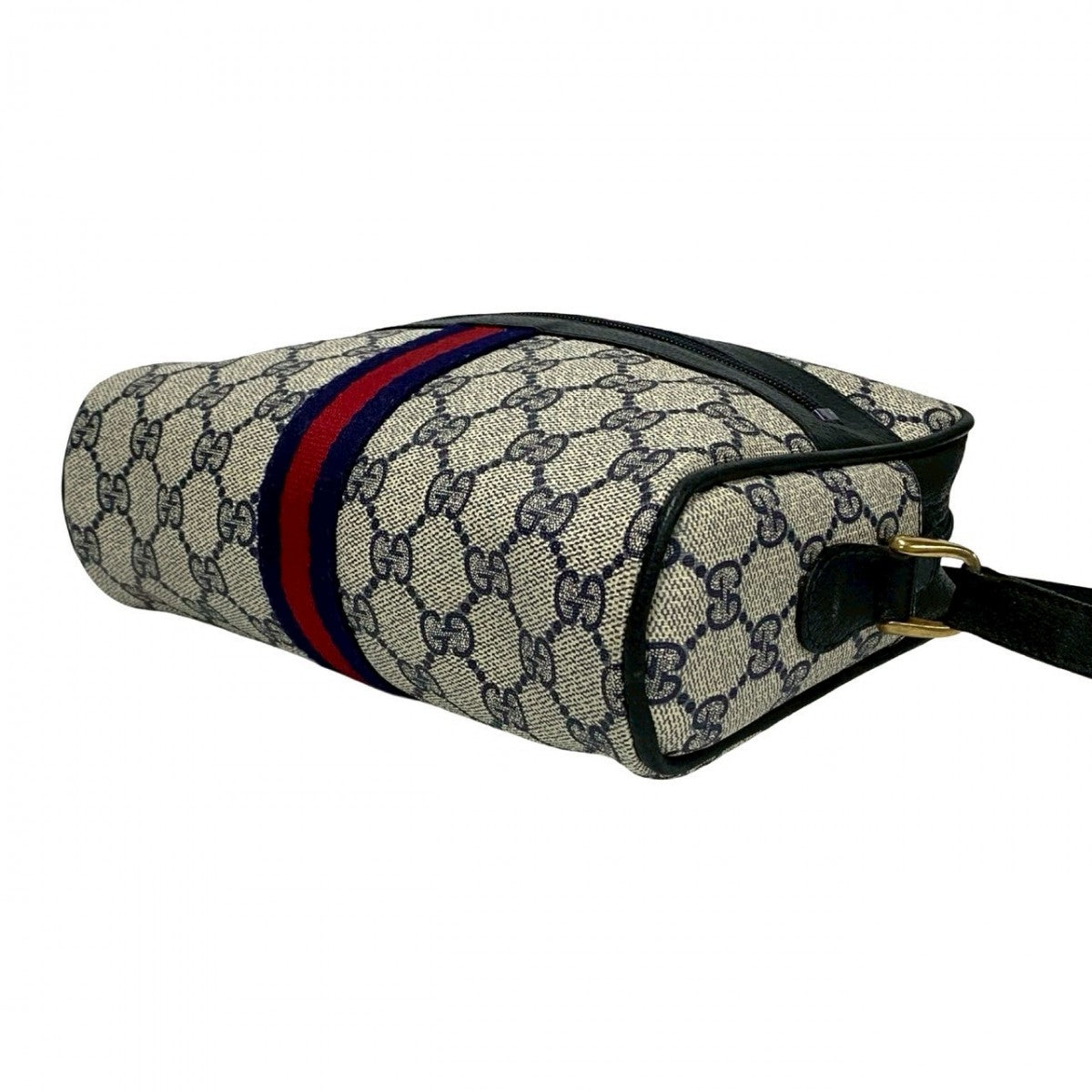 GUCCI Shoulder Bag leather Navy Sherry line