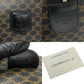 CELINE Handbag Leather, PVC black Macadam Blason Triomphe Pattern Women Used Authentic