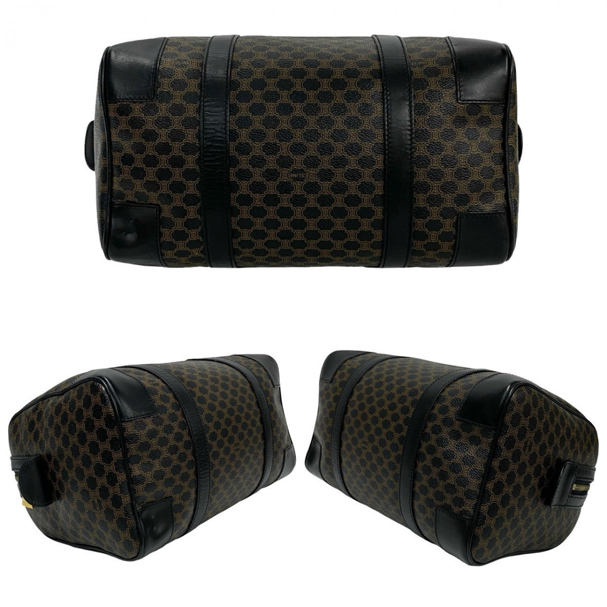 CELINE Handbag Leather, PVC black Macadam Blason Triomphe Pattern Women Used Authentic