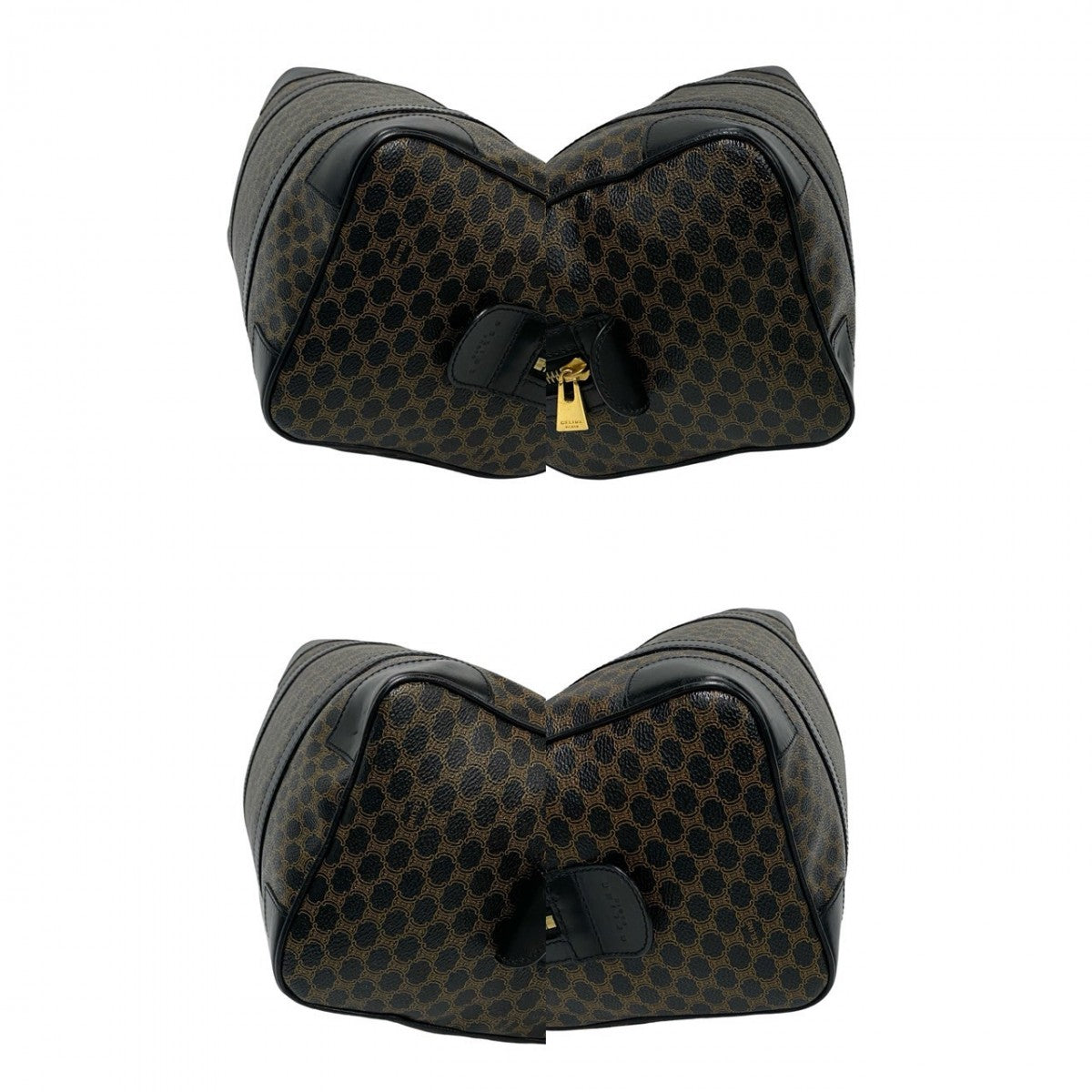 CELINE Handbag Leather, PVC black Macadam Blason Triomphe Pattern Women Used Authentic