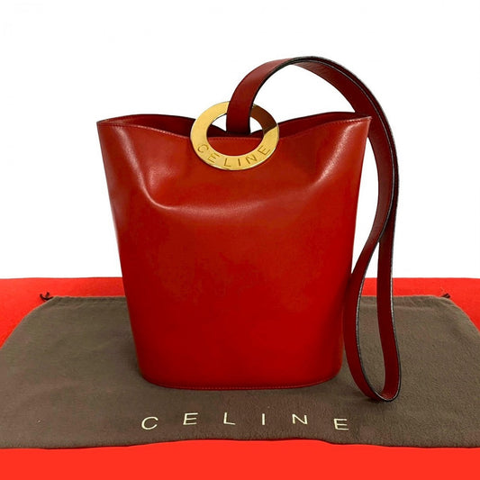 CELINE Shoulder Bag leather Red