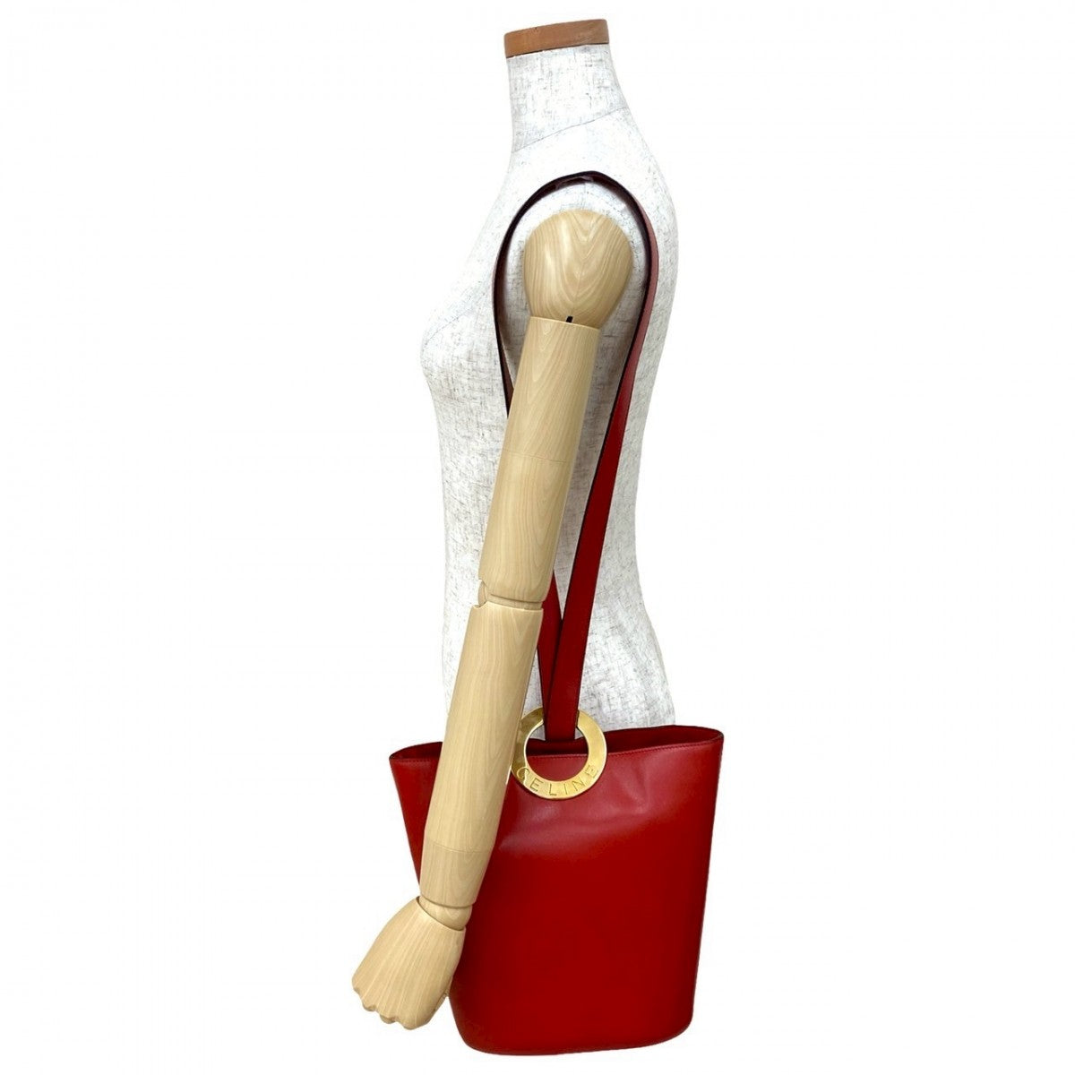 CELINE Shoulder Bag leather Red