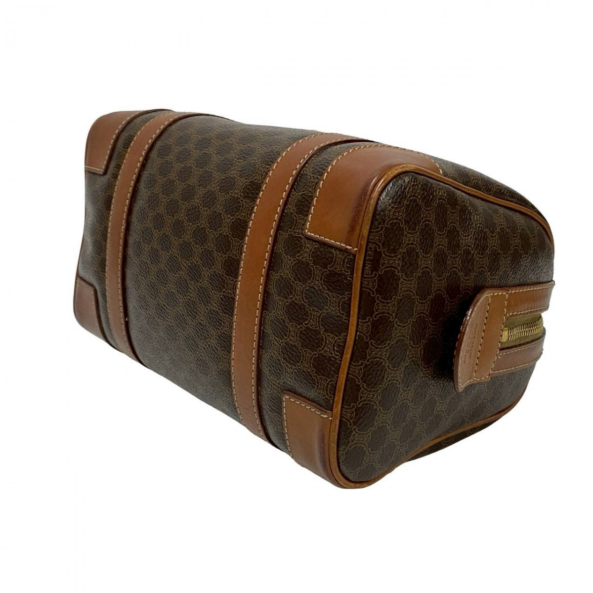 CELINE Boston Duffel bag Leather, PVC Brown Macadam Blason Triomphe Pattern Women Used Authentic