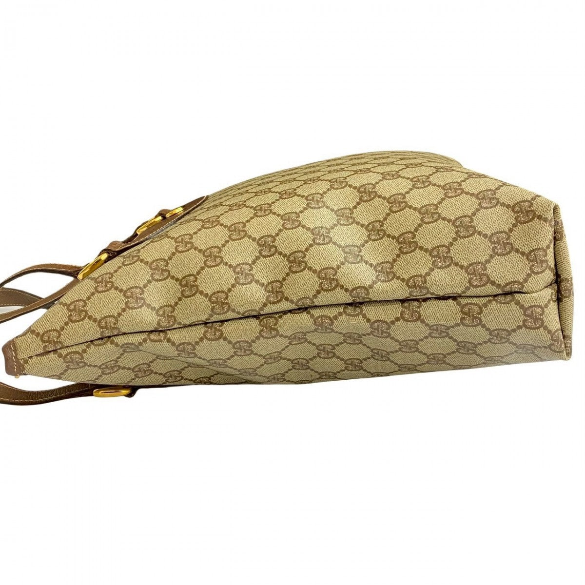 GUCCI Tote Bag Leather, PVC Brown GG logo Metal Women Used Authentic