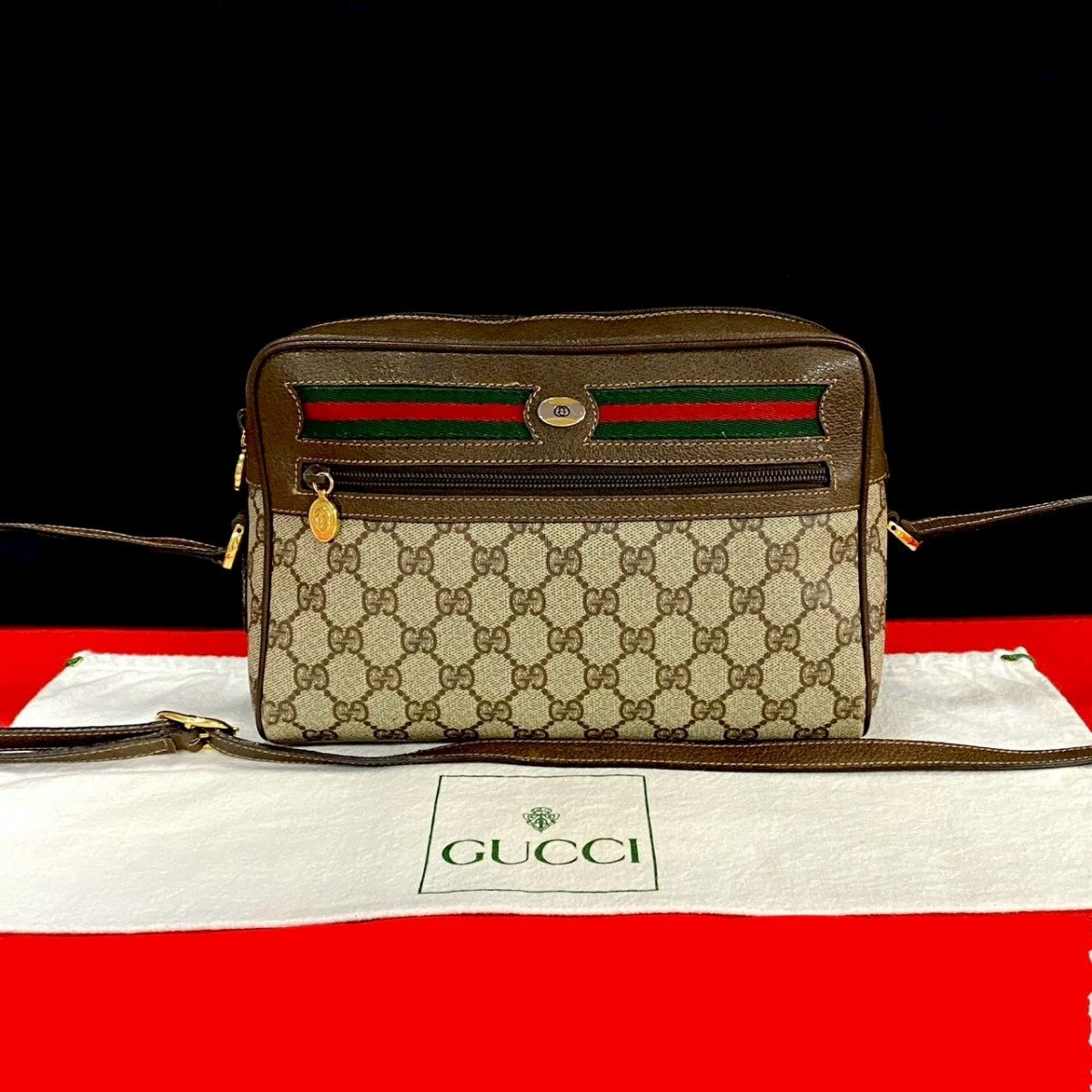 GUCCI Shoulder Bag leather Brown Sherry line