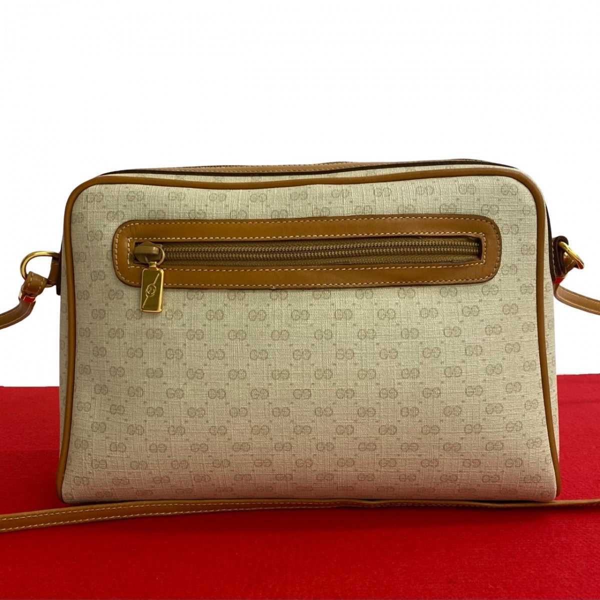 GUCCI Shoulder Bag Leather, PVC Brown Micro GG logo Women Used Authentic