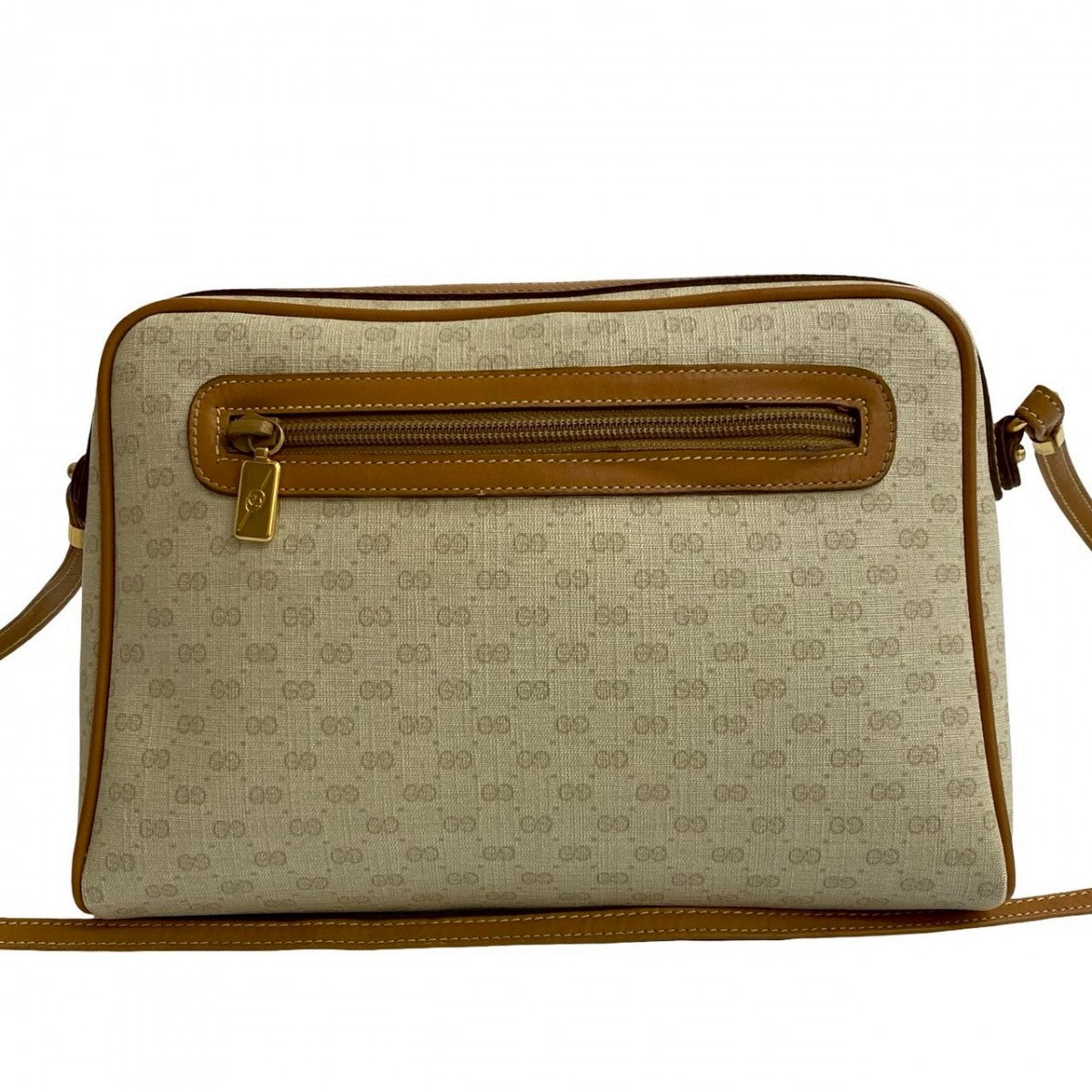 GUCCI Shoulder Bag Leather, PVC Brown Micro GG logo Women Used Authentic