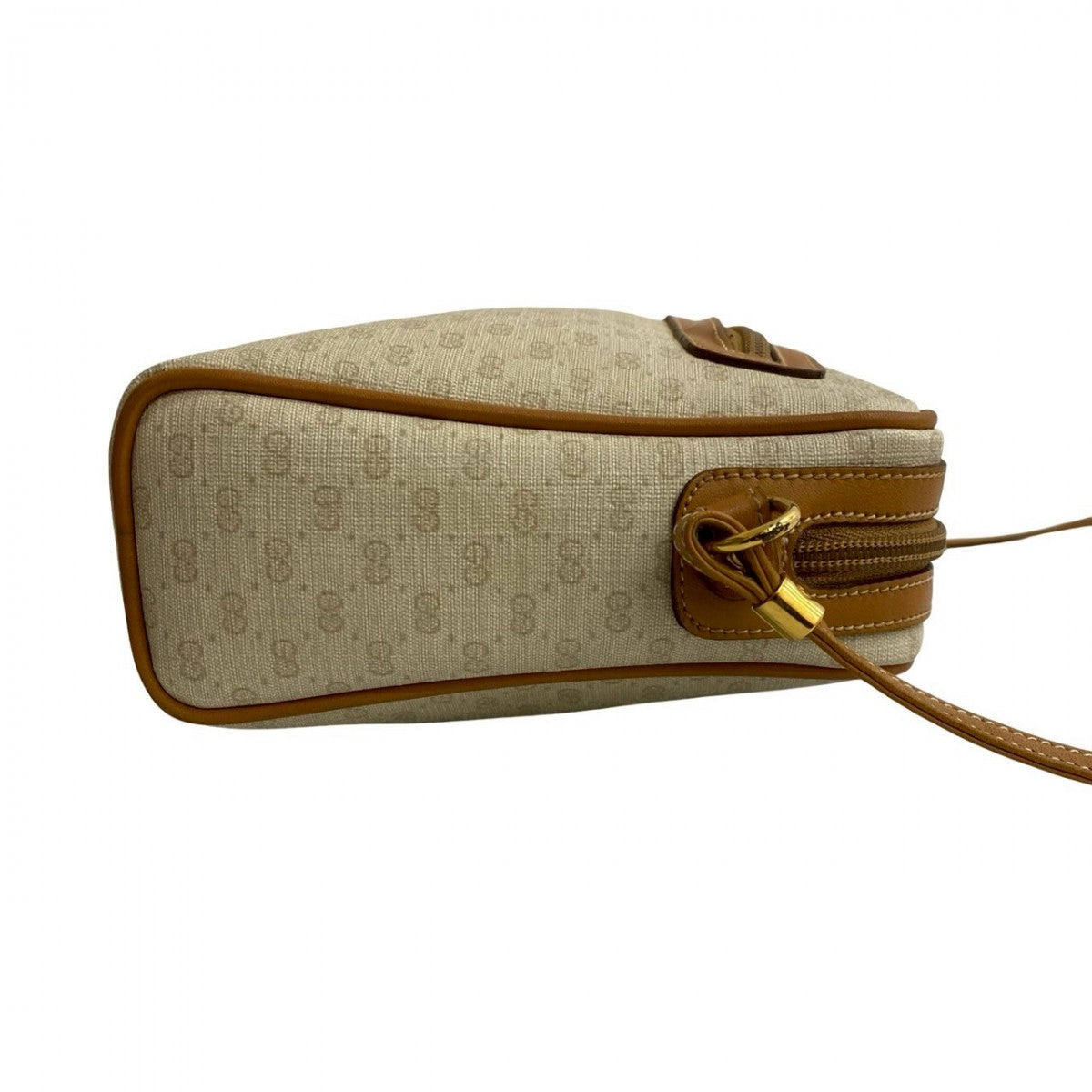 GUCCI Shoulder Bag Leather, PVC Brown Micro GG logo Women Used Authentic