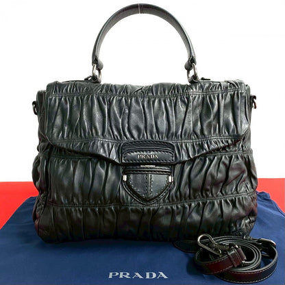 PRADA Shoulder Bag leather black