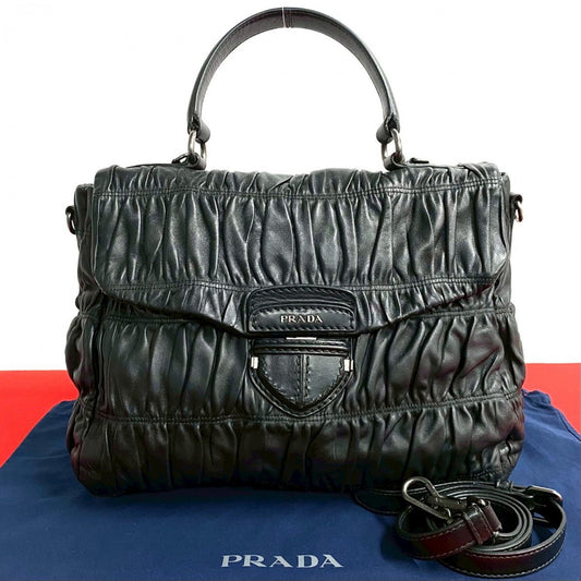 PRADA Shoulder Bag leather black