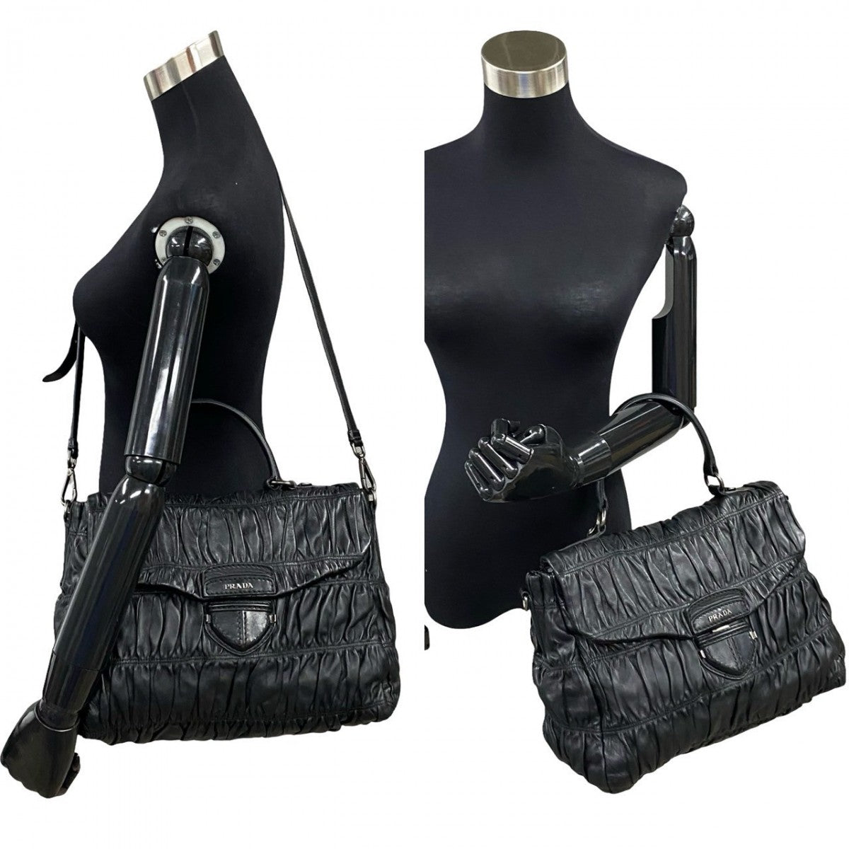 PRADA Shoulder Bag leather black