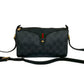 GUCCI Shoulder Bag Leather, PVC black GG logo Pattern Sherry line Women Used Authentic