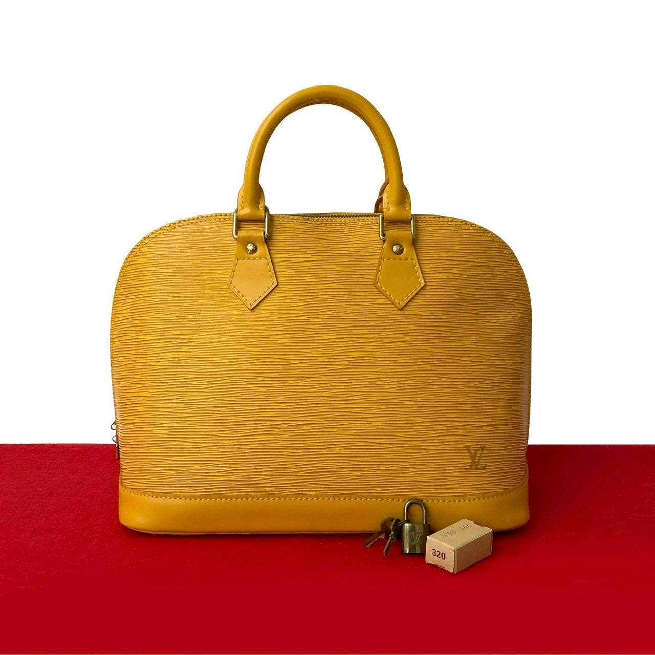 LOUIS VUITTON Handbag leather yellow Epi Alma