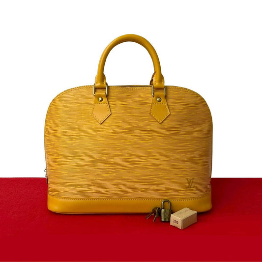 LOUIS VUITTON Handbag leather yellow Epi Alma