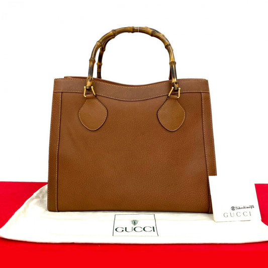 GUCCI Handbag leather Brown Bamboo