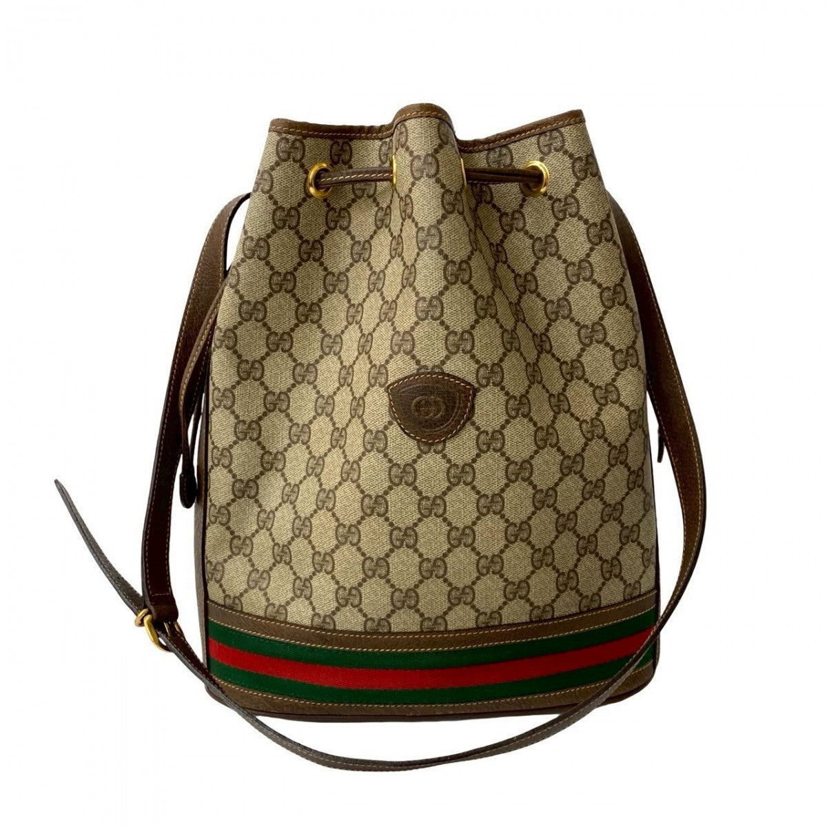 GUCCI Shoulder Bag Leather, PVC Brown GG logo Women Used Authentic