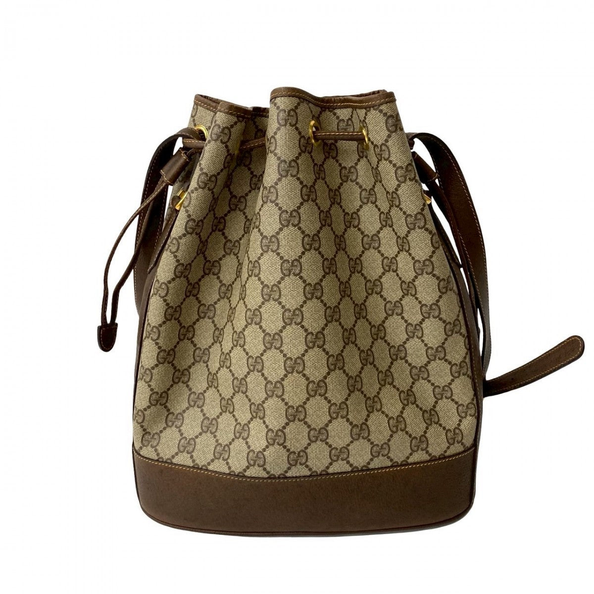 GUCCI Shoulder Bag Leather, PVC Brown GG logo Women Used Authentic