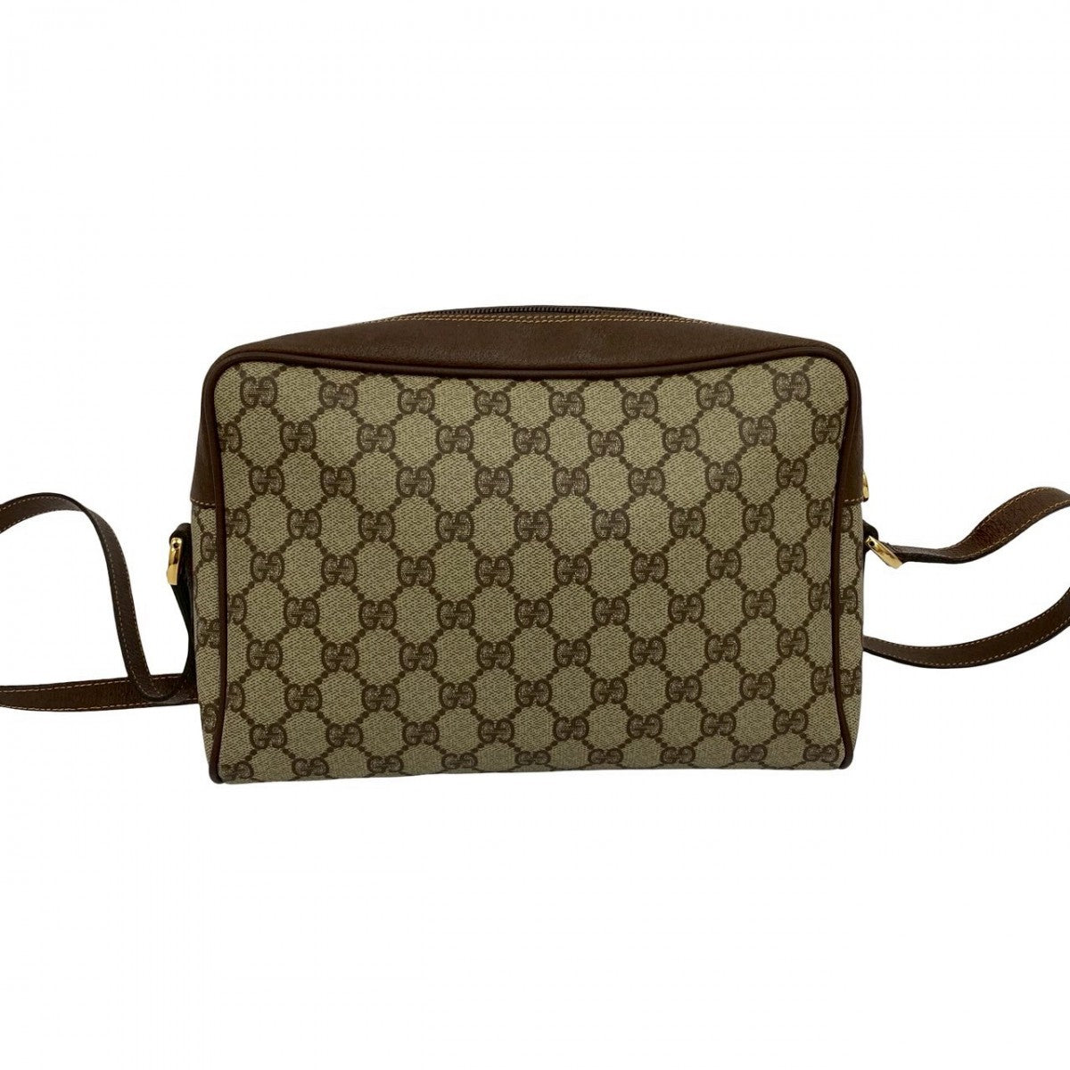 GUCCI Shoulder Bag Leather, PVC Brown GG logo Pattern Sherry line Women Used Authentic