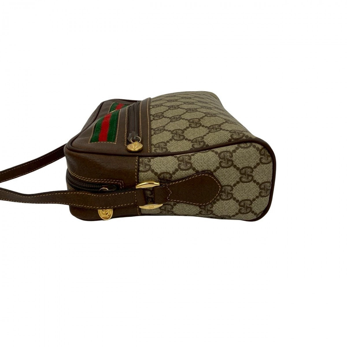 GUCCI Shoulder Bag Leather, PVC Brown GG logo Pattern Sherry line Women Used Authentic