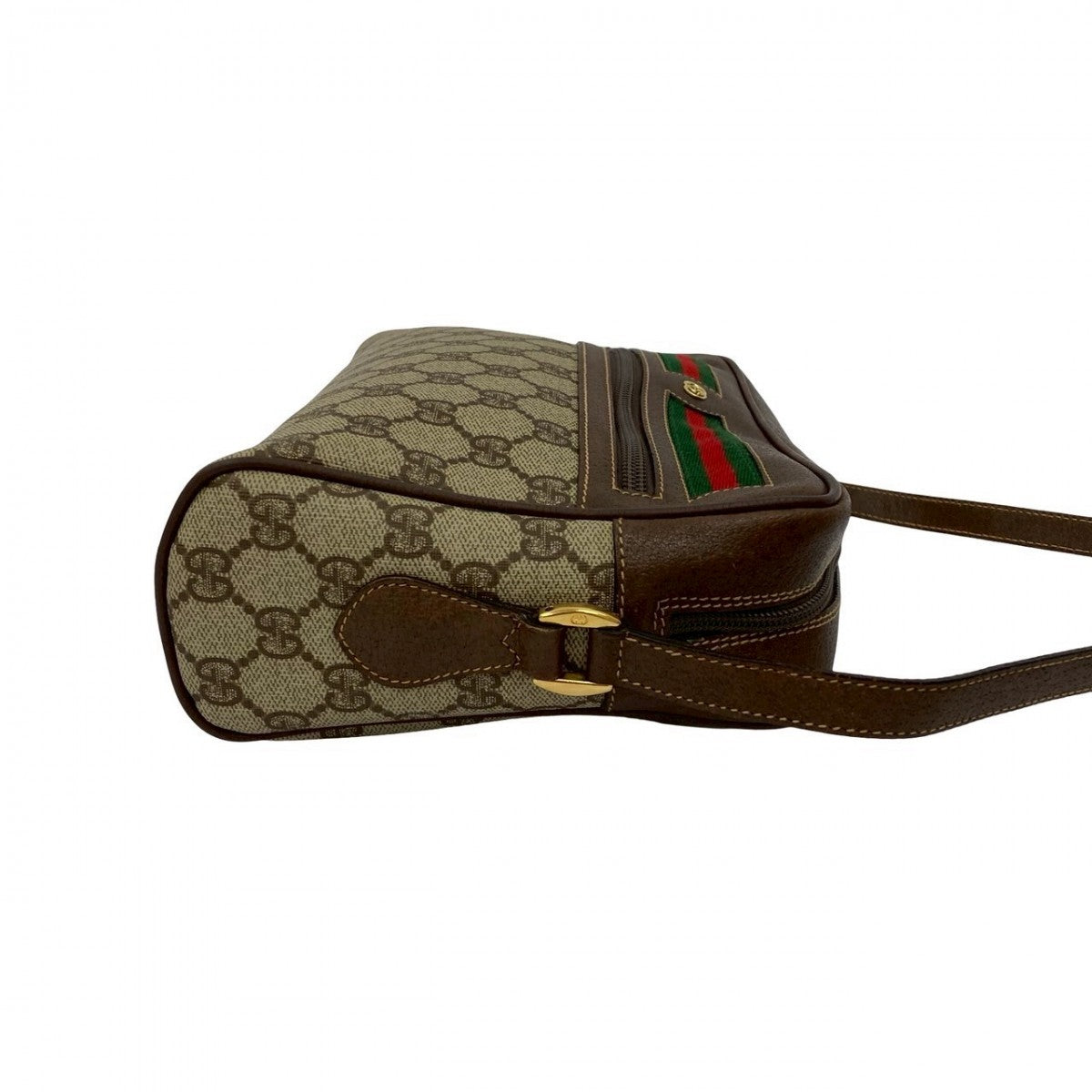 GUCCI Shoulder Bag Leather, PVC Brown GG logo Pattern Sherry line Women Used Authentic
