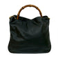 GUCCI Shoulder Bag leather black Bamboo Women Used Authentic