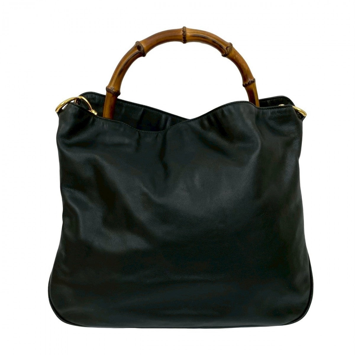 GUCCI Shoulder Bag leather black Bamboo Women Used Authentic