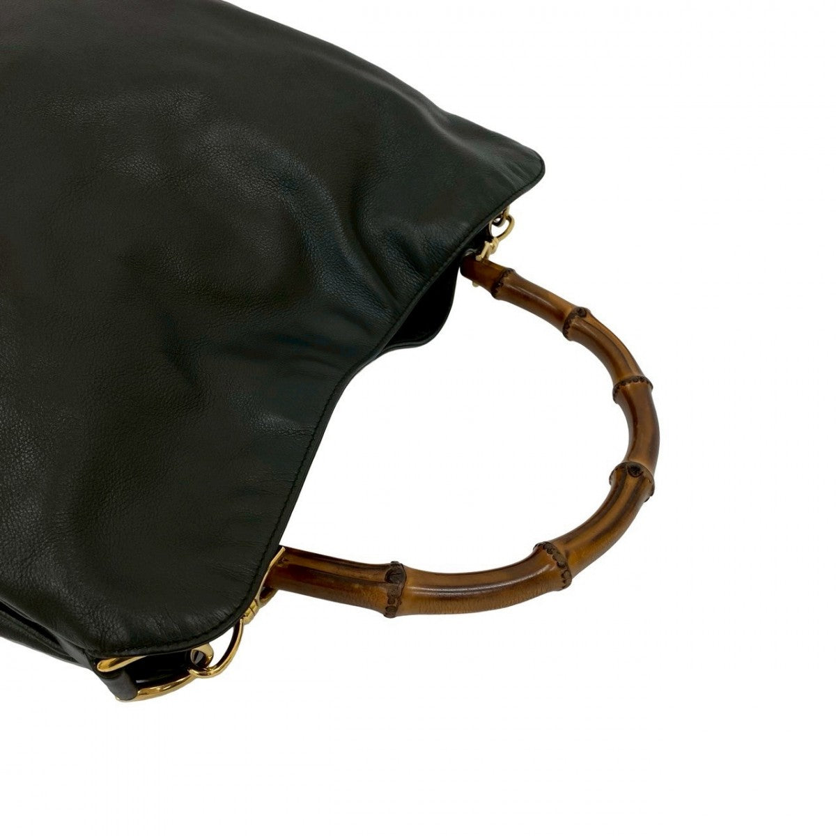 GUCCI Shoulder Bag leather black Bamboo Women Used Authentic