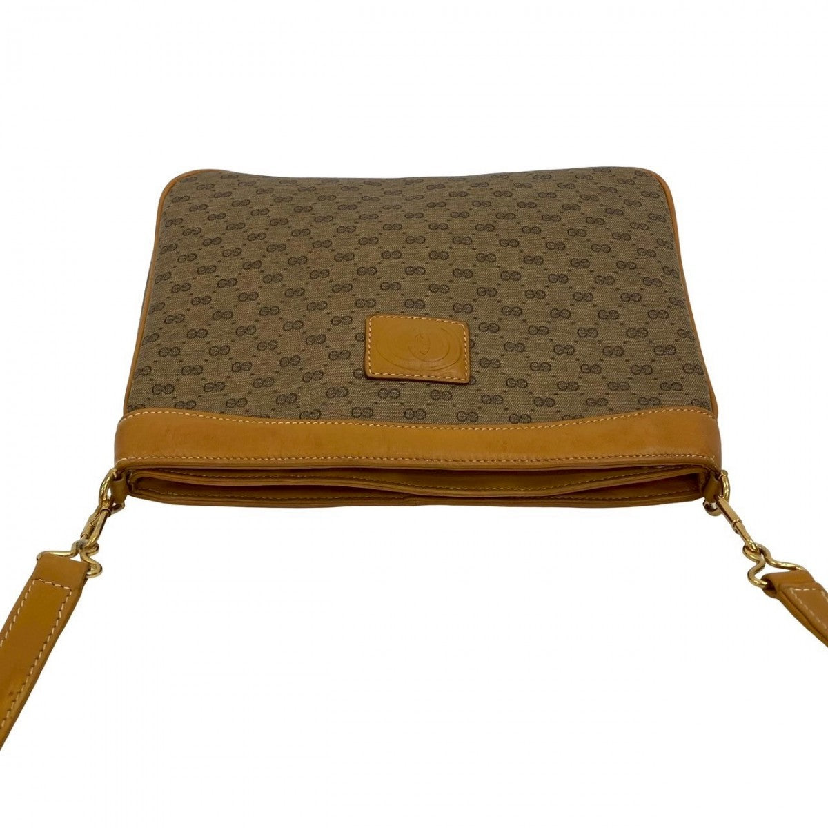 GUCCI Shoulder Bag Leather, PVC Brown Micro GG logo Women Used Authentic