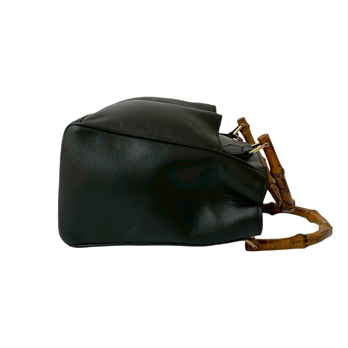 GUCCI Shoulder Bag leather black Bamboo