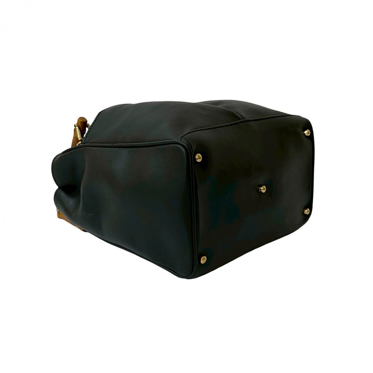 GUCCI Shoulder Bag leather black Bamboo