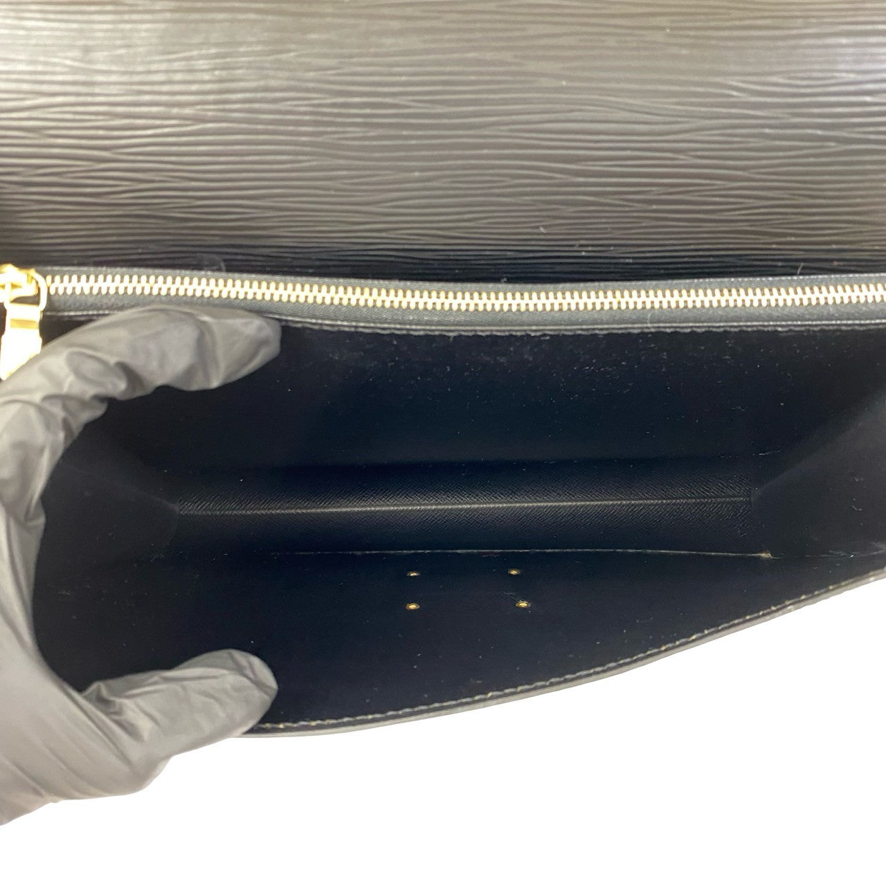 LOUIS VUITTON Handbag leather black Epi Concorde