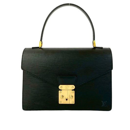 LOUIS VUITTON Handbag leather black Epi Concorde