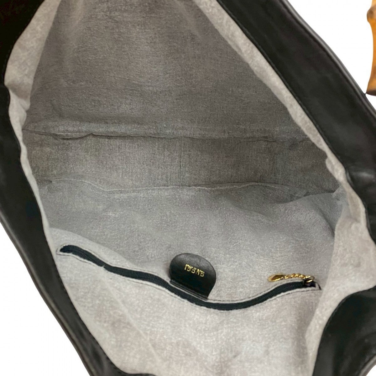 GUCCI Shoulder Bag leather black Bamboo