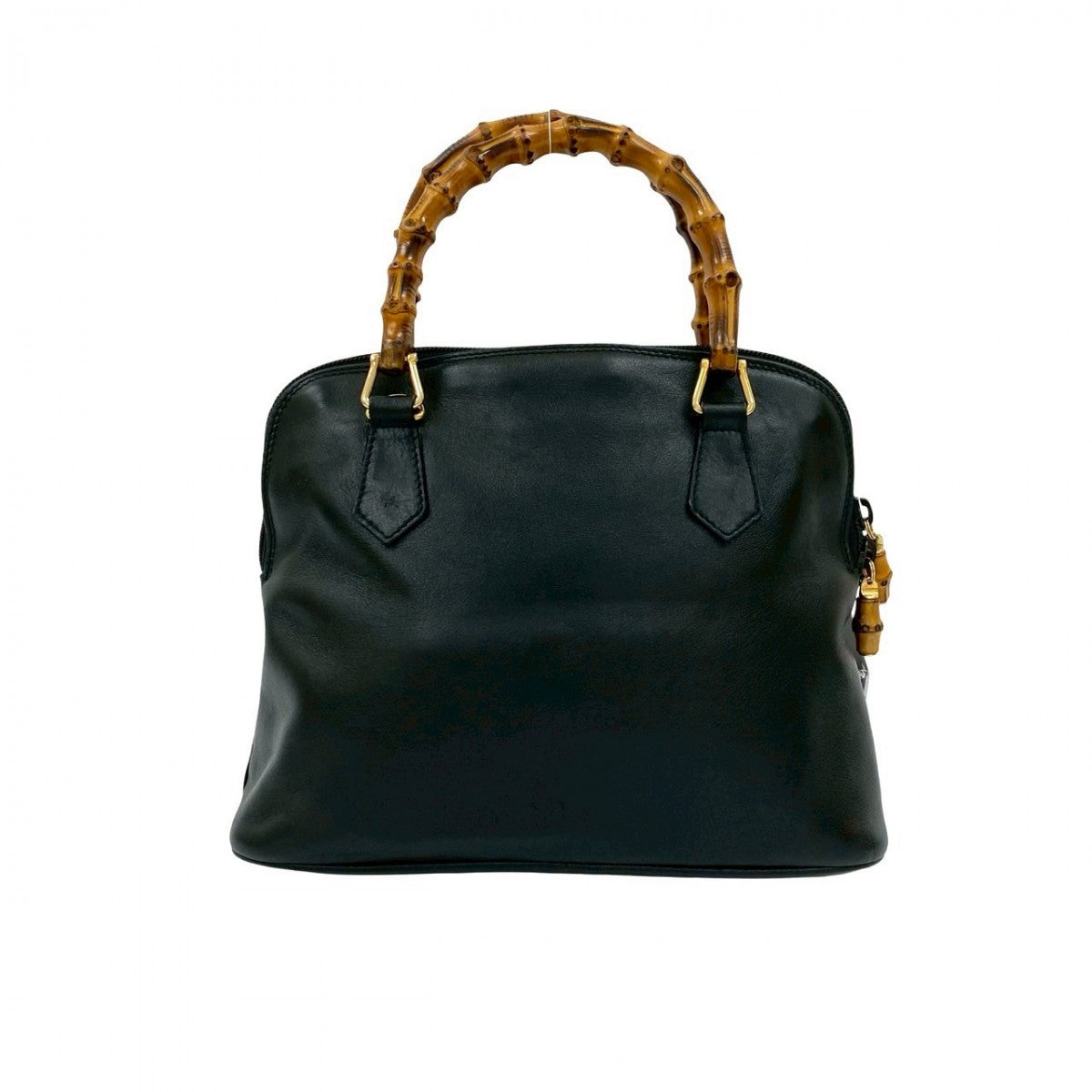 GUCCI Shoulder Bag leather black Bamboo