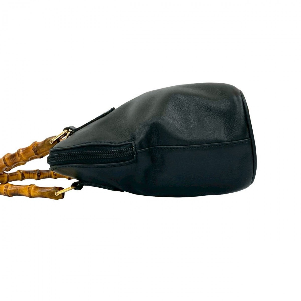 GUCCI Shoulder Bag leather black Bamboo