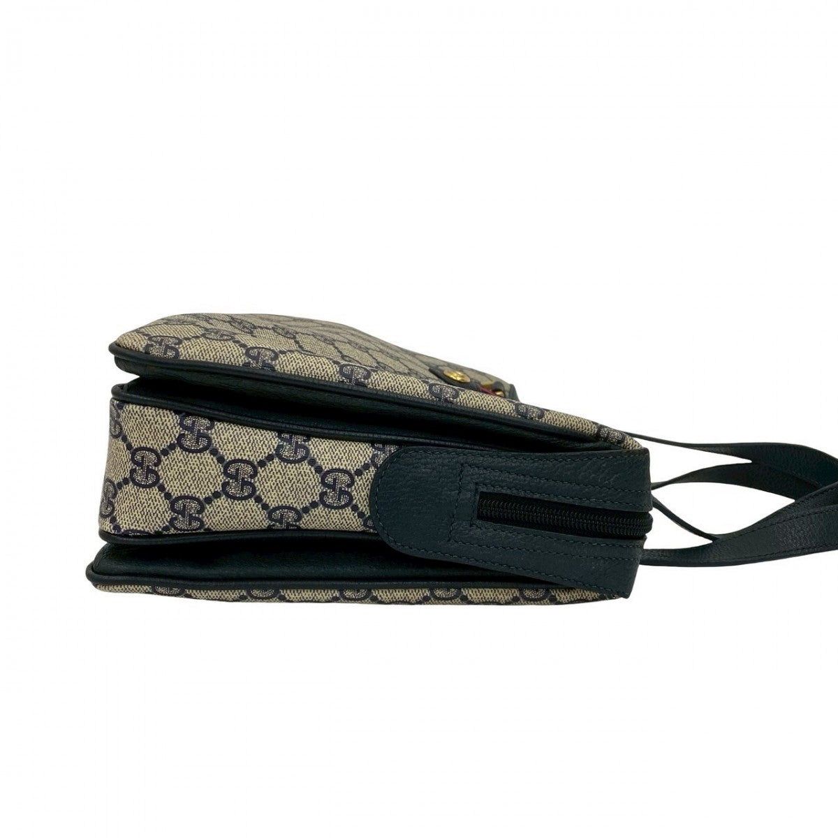 GUCCI Handbag Leather, PVC Navy logo Metal Sherry line Women Used Authentic