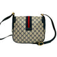 GUCCI Shoulder Bag leather Navy Sherry line