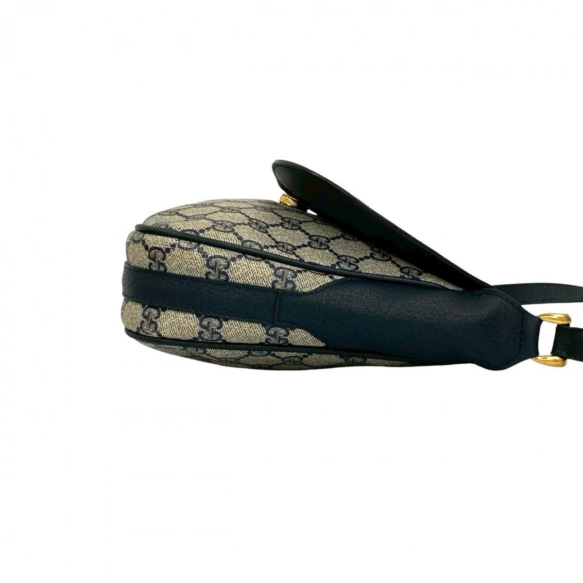 GUCCI Shoulder Bag leather Navy Sherry line